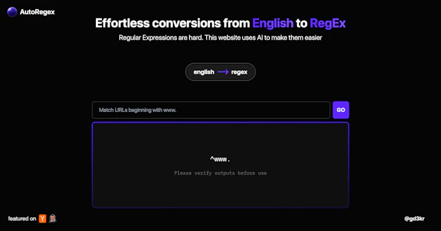AutoRegex - AI Tool Logo & Interface Preview