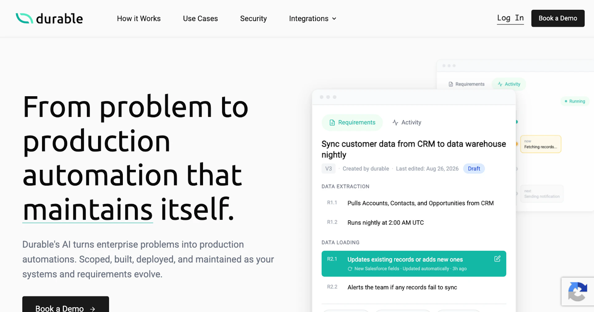 Durable AI - AI Tool Features, UI & Interface Overview