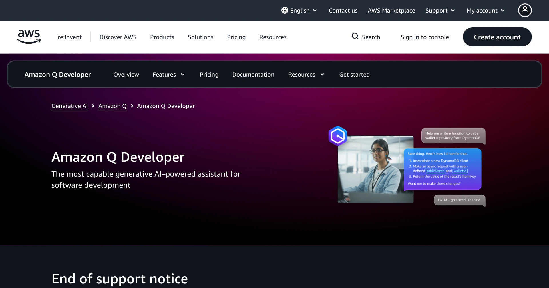 Amazon Q Developer - AI Tool Features, UI & Interface Overview