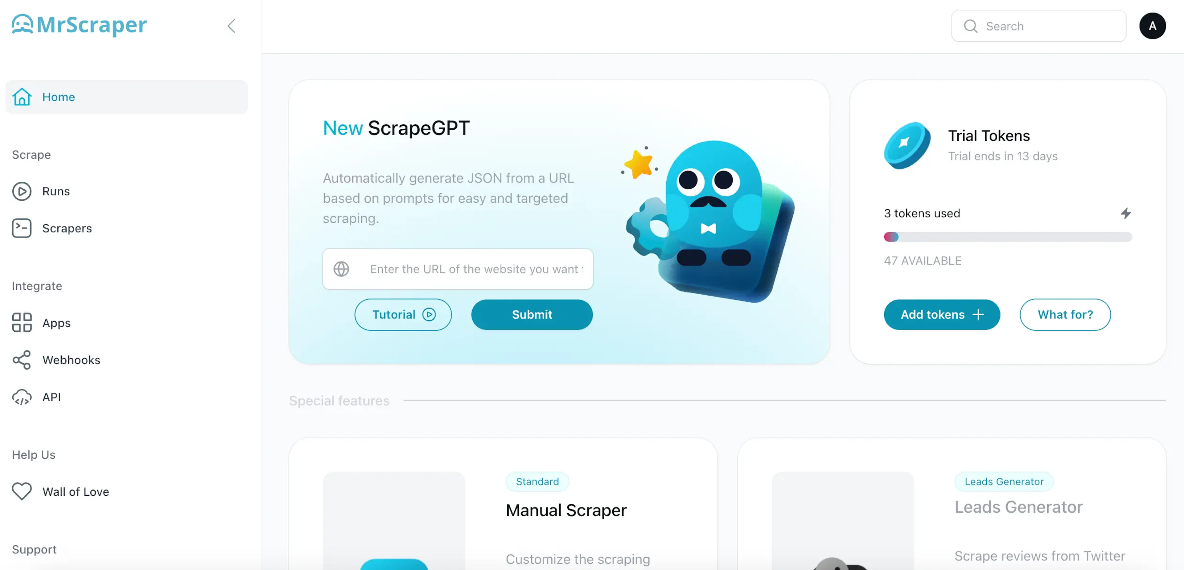 MrScraper - AI Tool Features, UI & Interface Overview