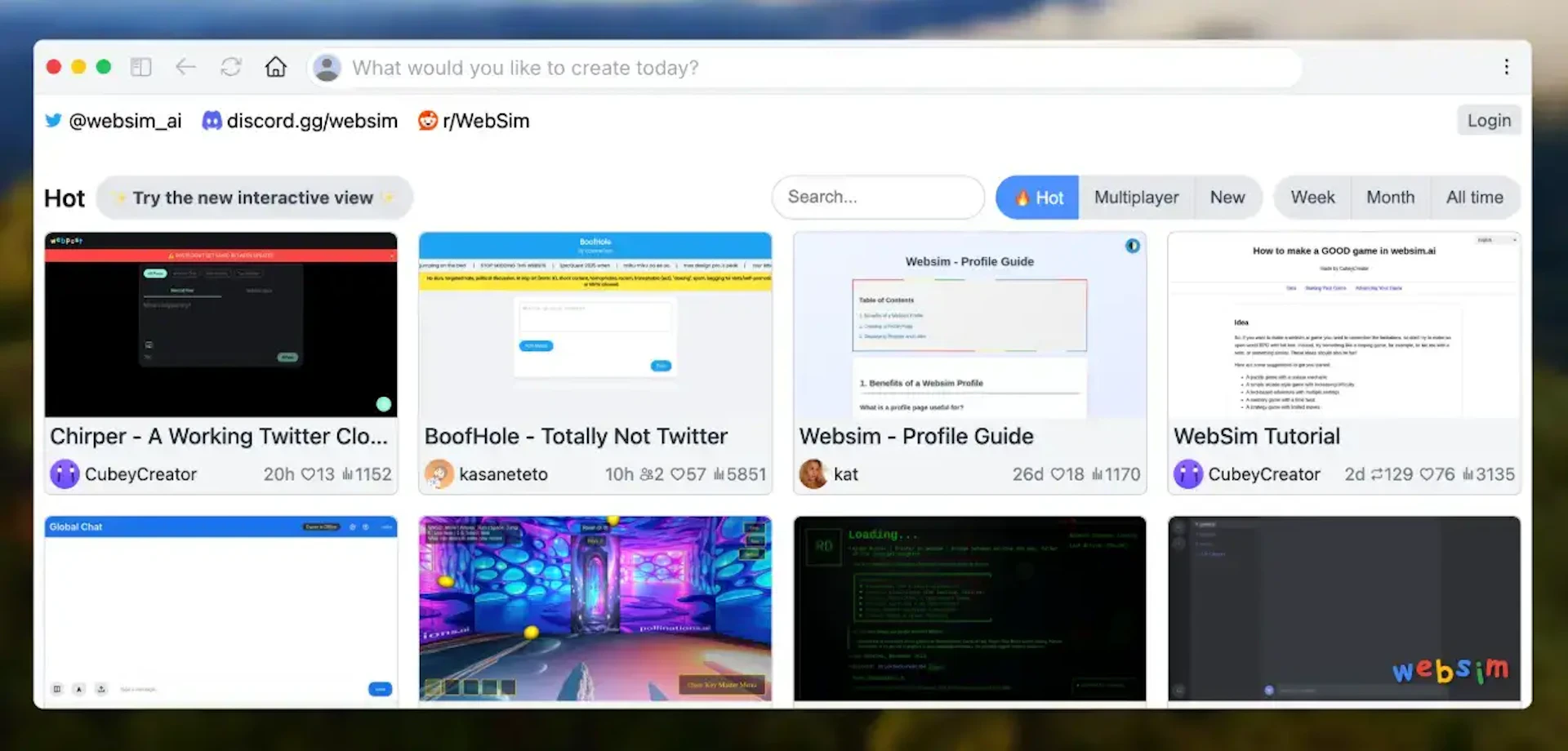 Websim AI - AI Tool Features, UI & Interface Overview