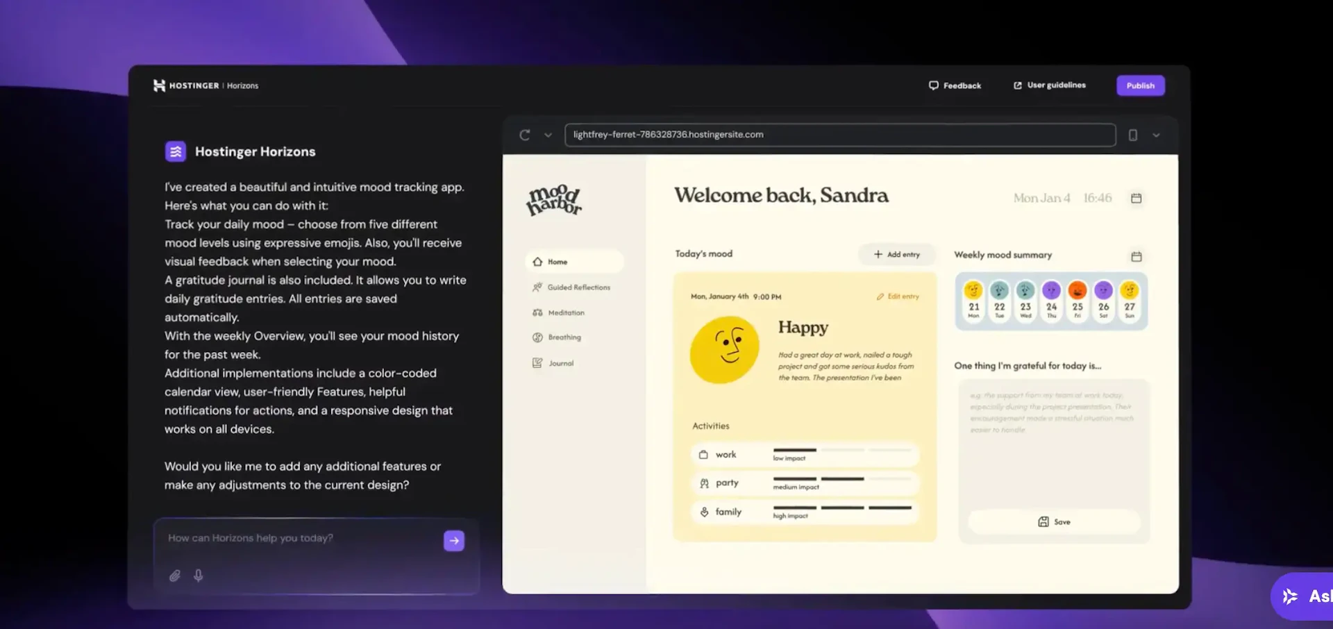 Hostinger Horizons - AI Tool Features, UI & Interface Overview