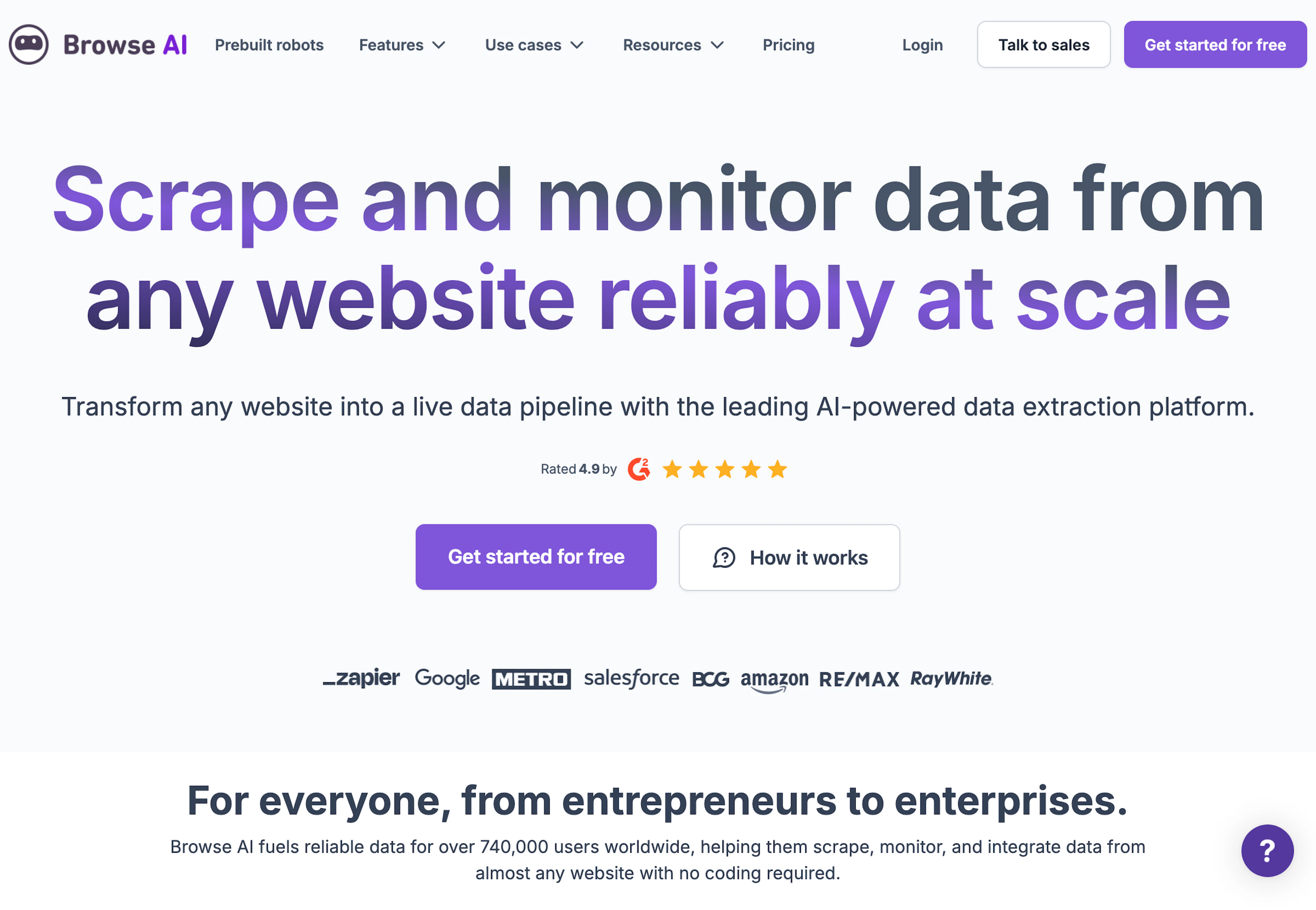 Browse AI - AI Tool Features, UI & Interface Overview