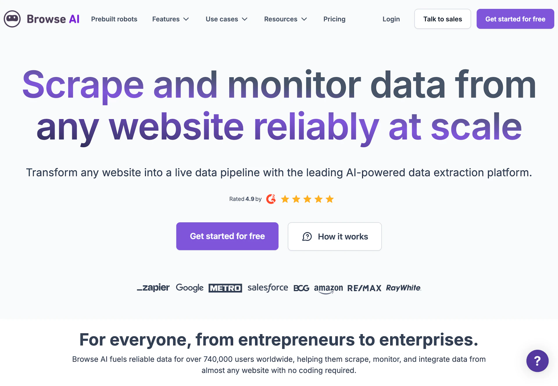 Browse AI - AI Tool Features, UI & Interface Overview