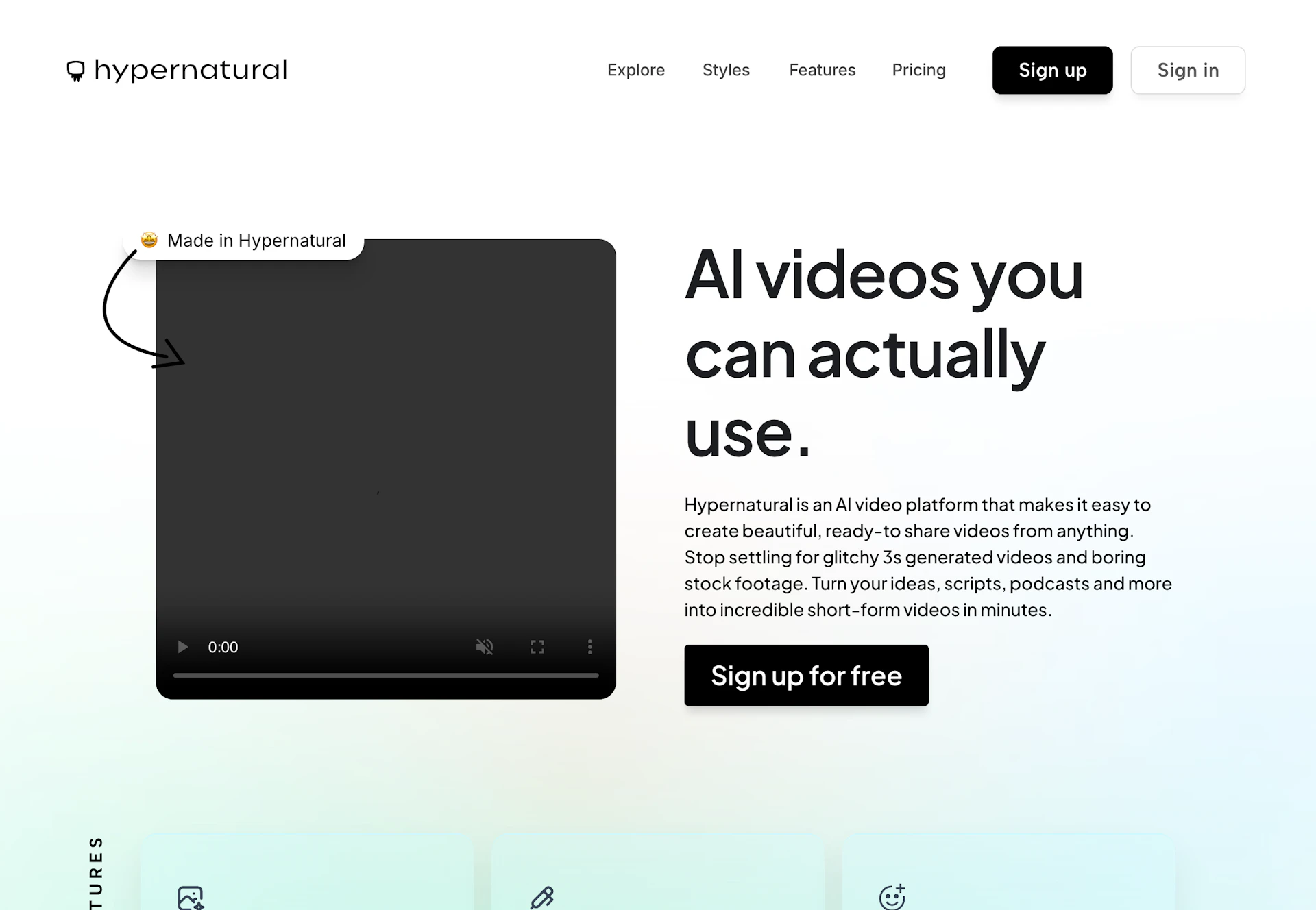 Hypernatural - AI Tool Features, UI & Interface Overview
