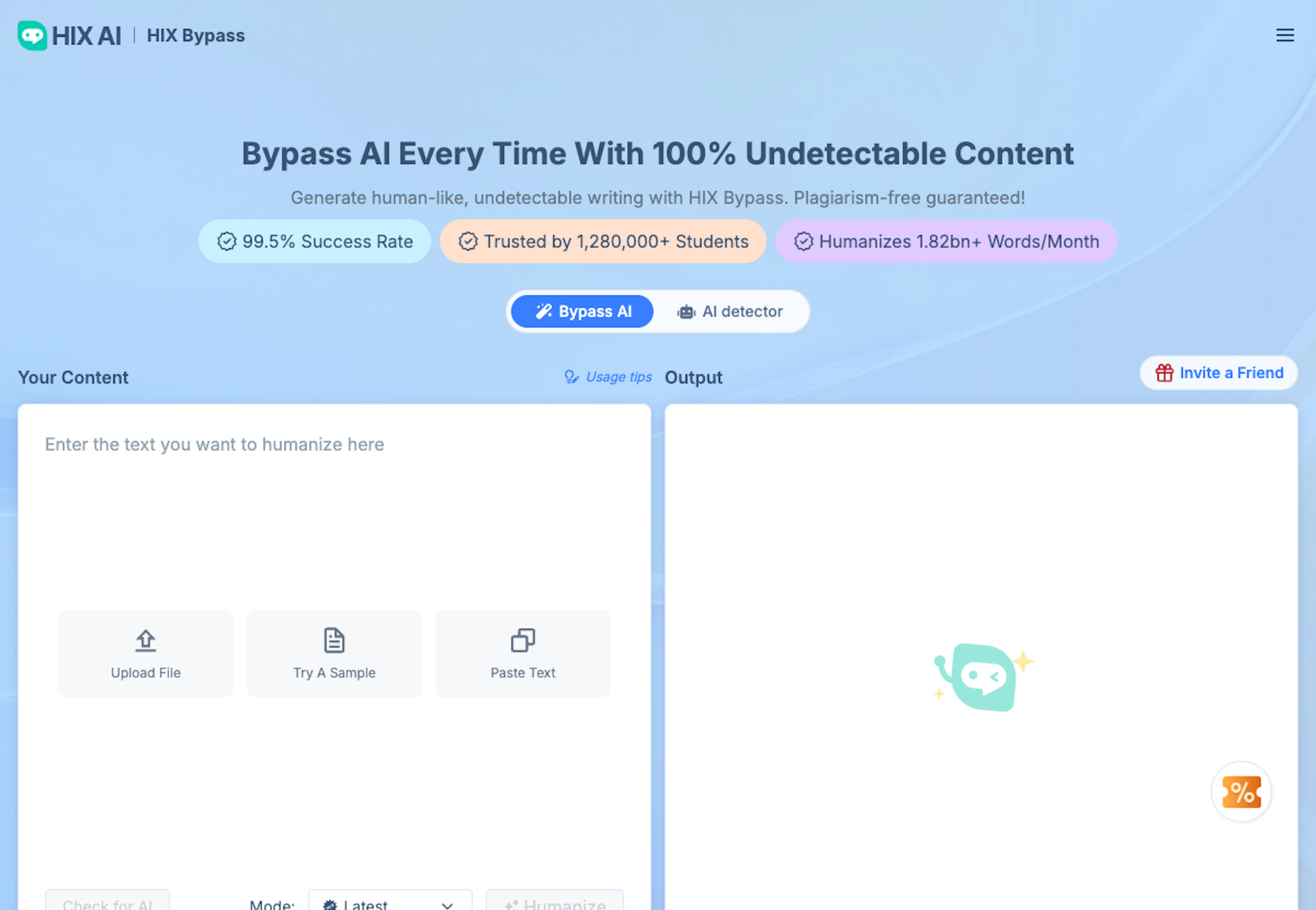 HIX Bypass - AI Tool Features, UI & Interface Overview