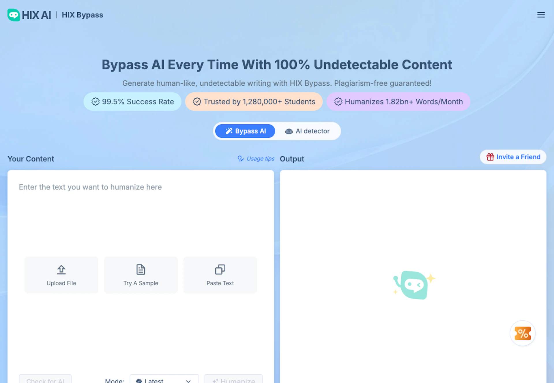 HIX Bypass - AI Tool Features, UI & Interface Overview