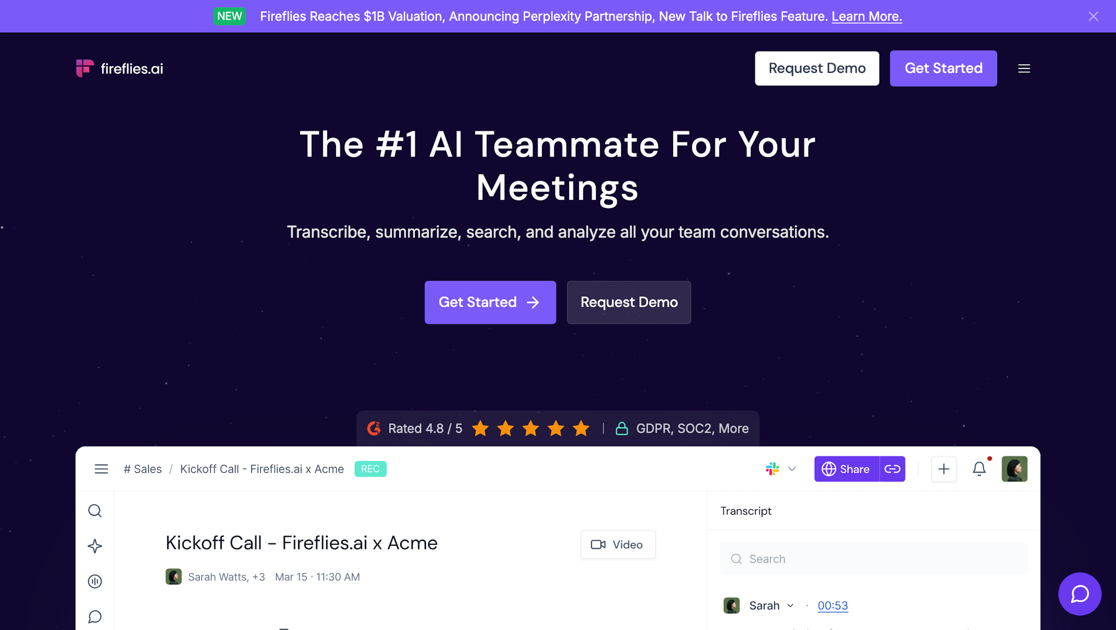 Fireflies - AI Tool Features, UI & Interface Overview