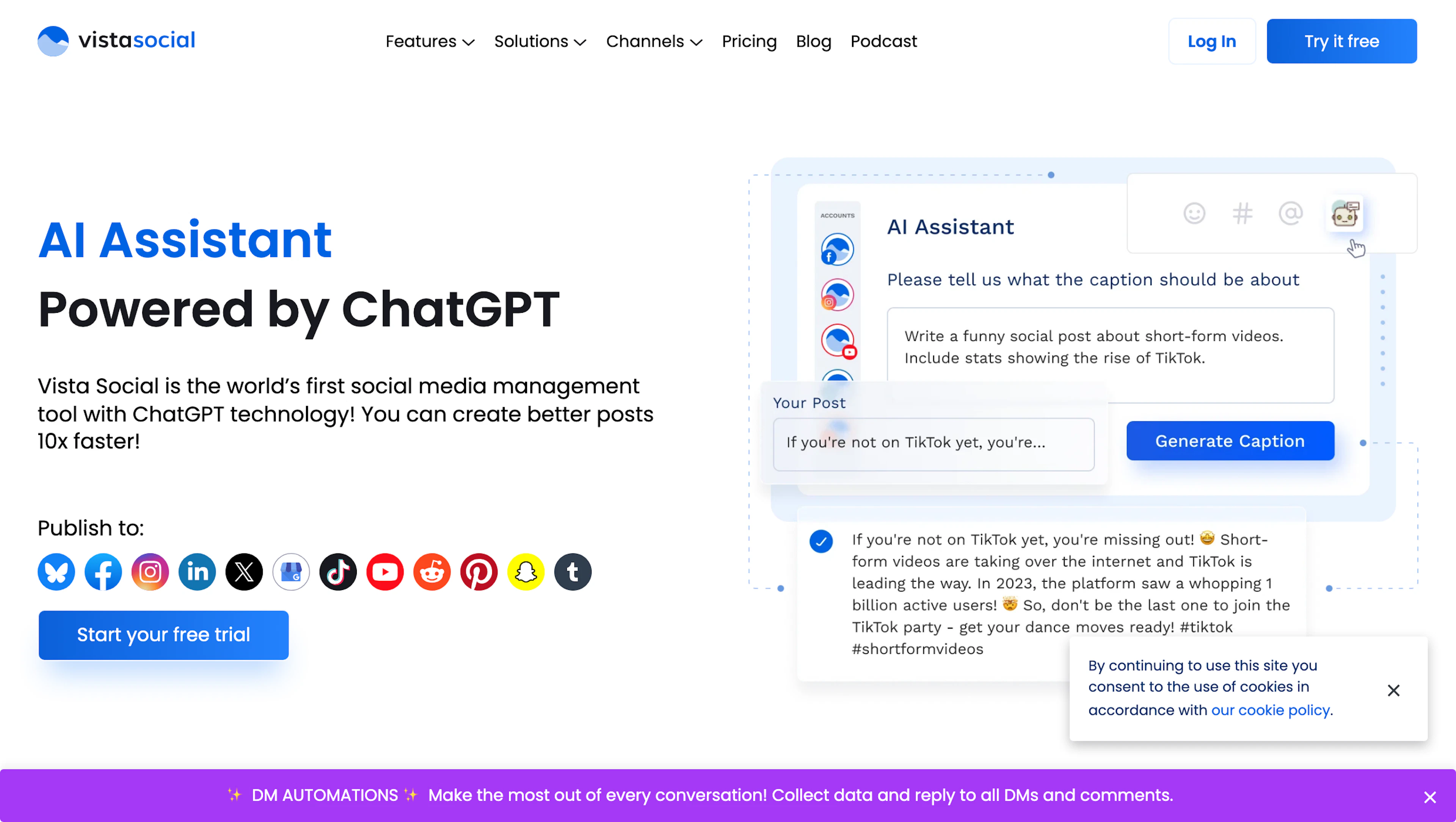 Vista Social - AI Tool Features, UI & Interface Overview
