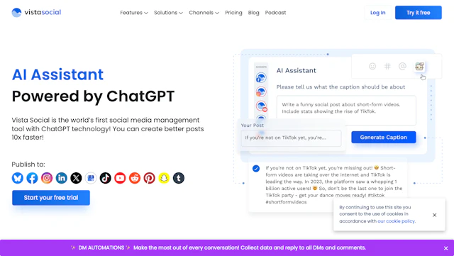 Vista Social - AI Tool Logo & Interface