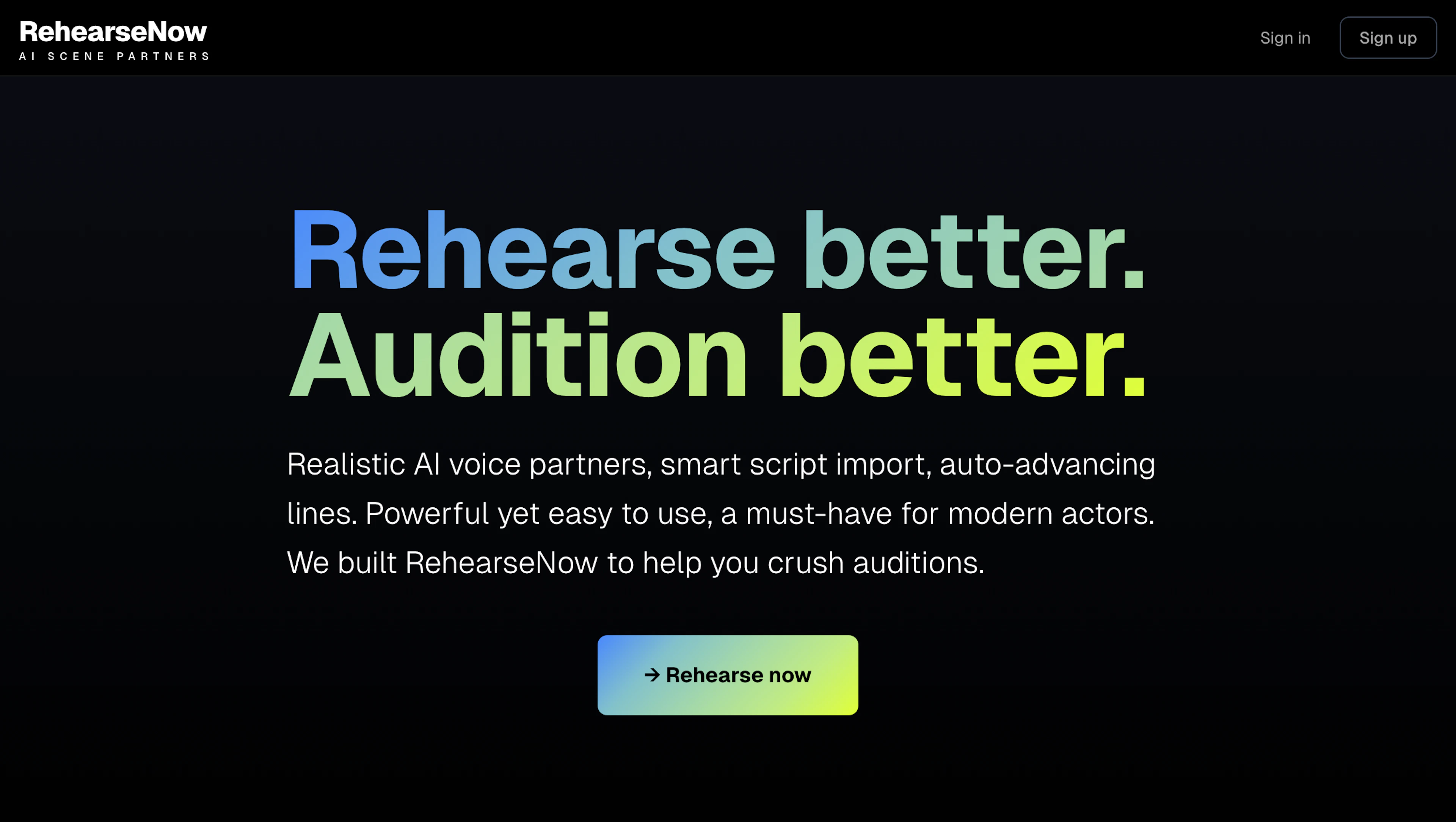 RehearseNow - AI Tool Features, UI & Interface Overview