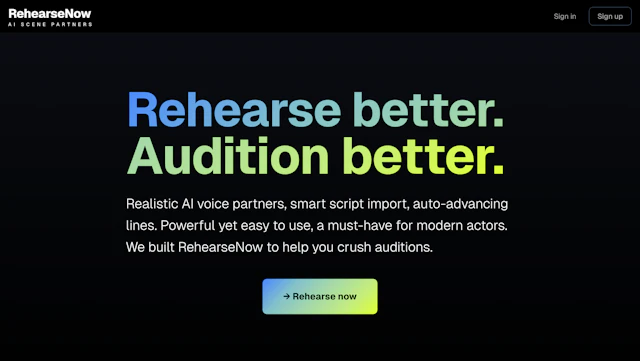 RehearseNow - AI Tool Logo & Interface