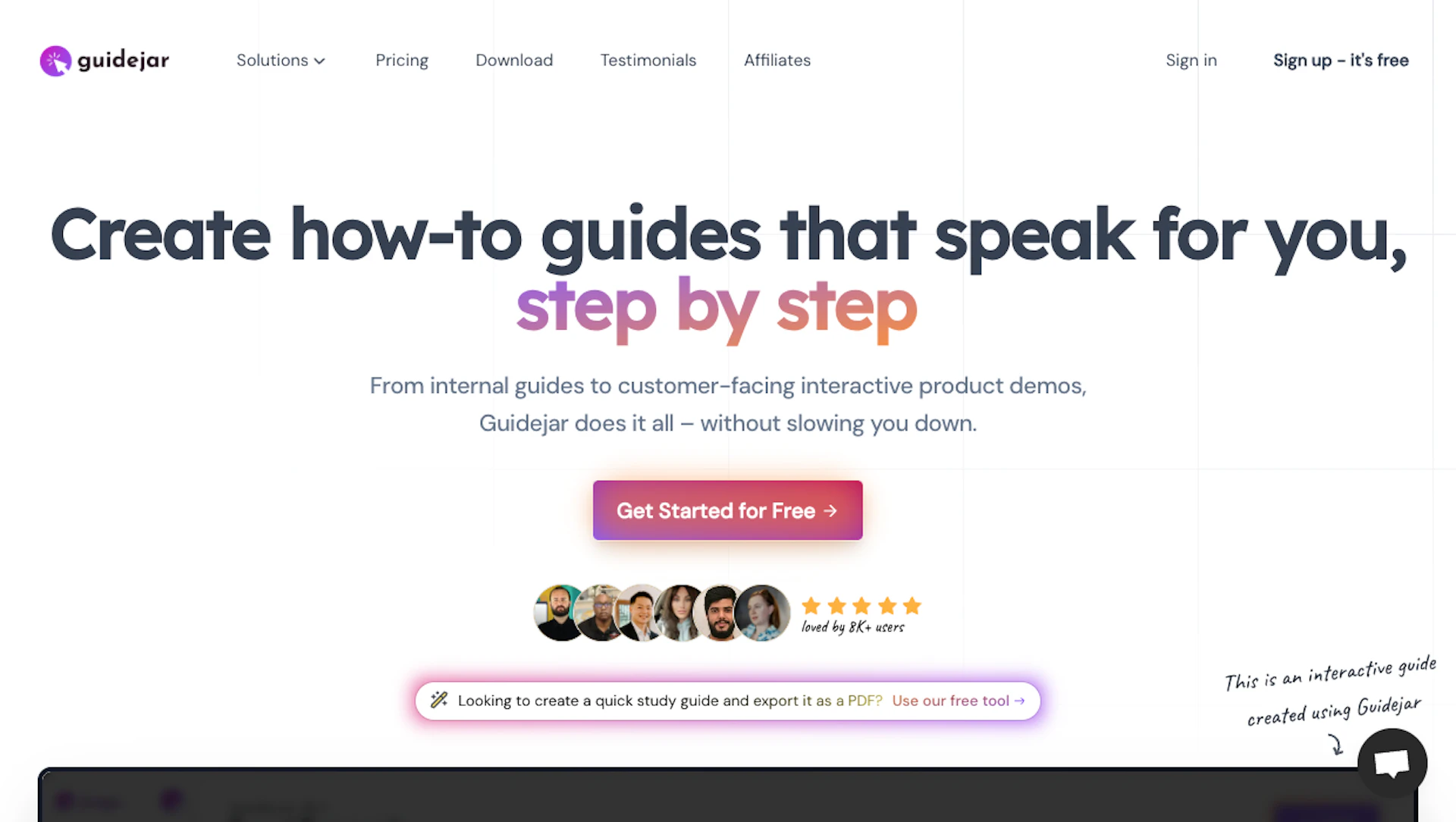 Guidejar - AI Tool Features, UI & Interface Overview