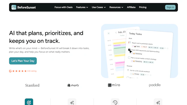 BeforeSunset AI - AI Tool Logo & Interface