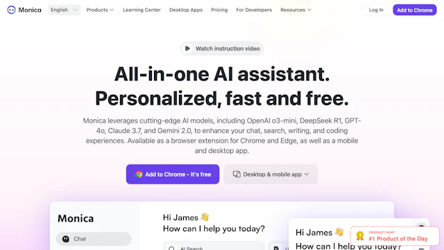 Monica - AI Tool Logo & Interface
