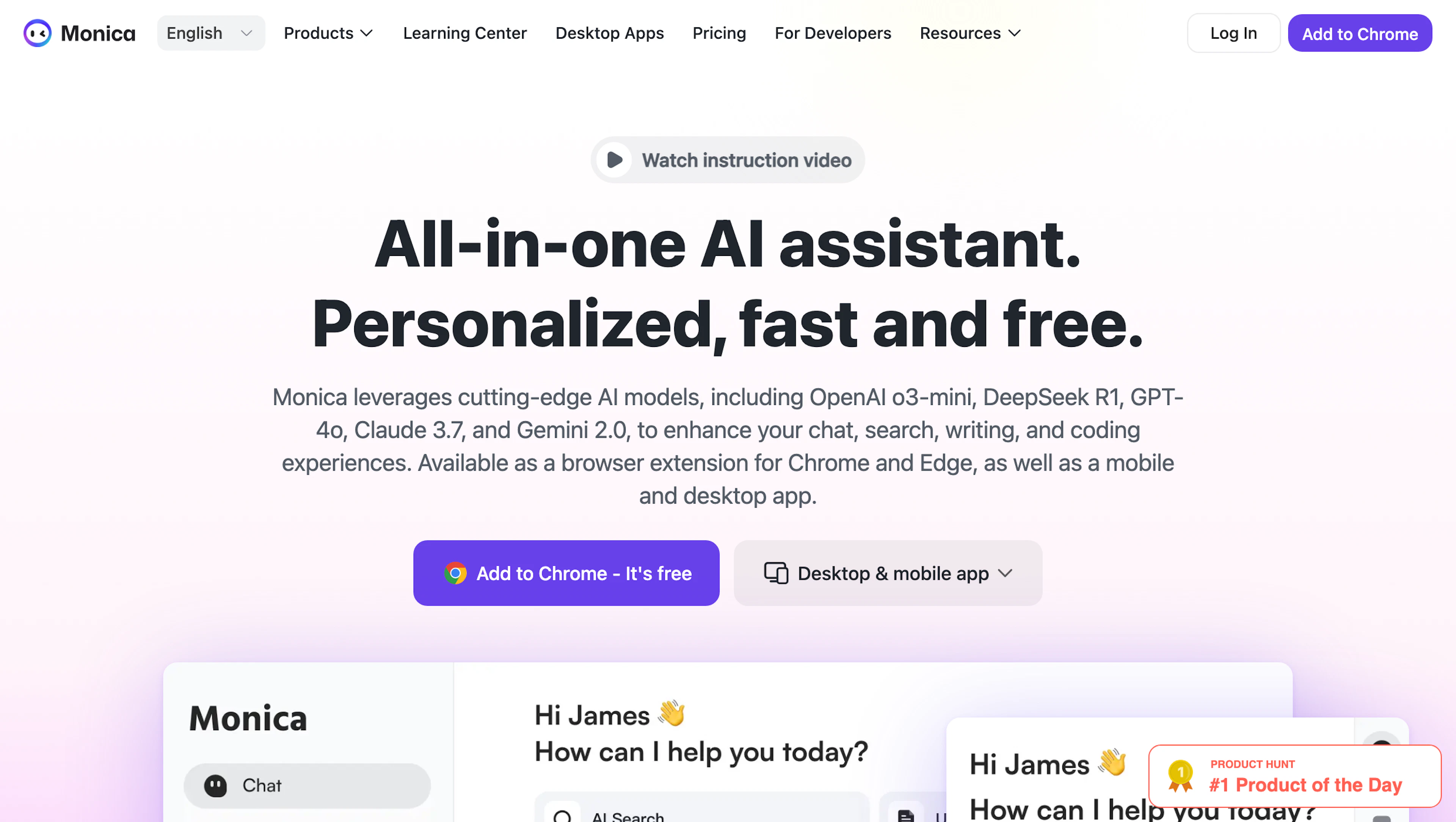 Monica - AI Tool Features, UI & Interface Overview