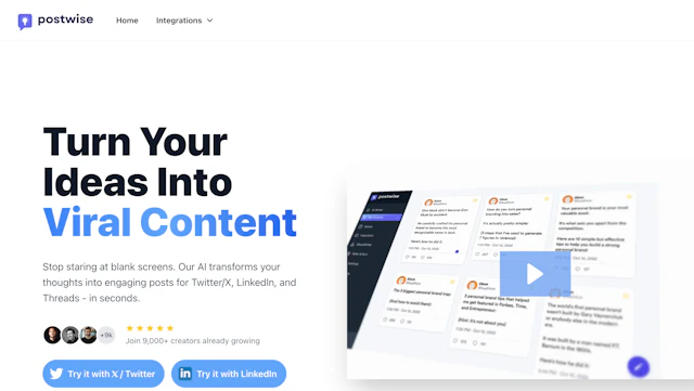 Postwise - AI Tool Logo & Interface