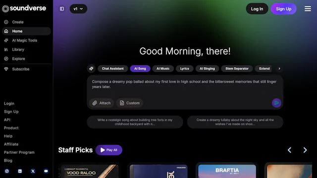 Soundverse - AI Tool Logo & Interface