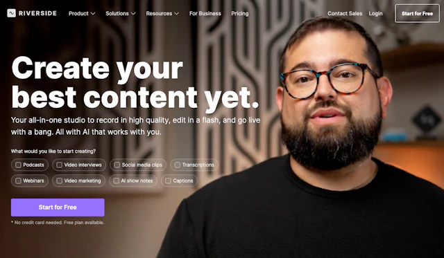 Riverside Audio Transcription - AI Tool Logo & Interface