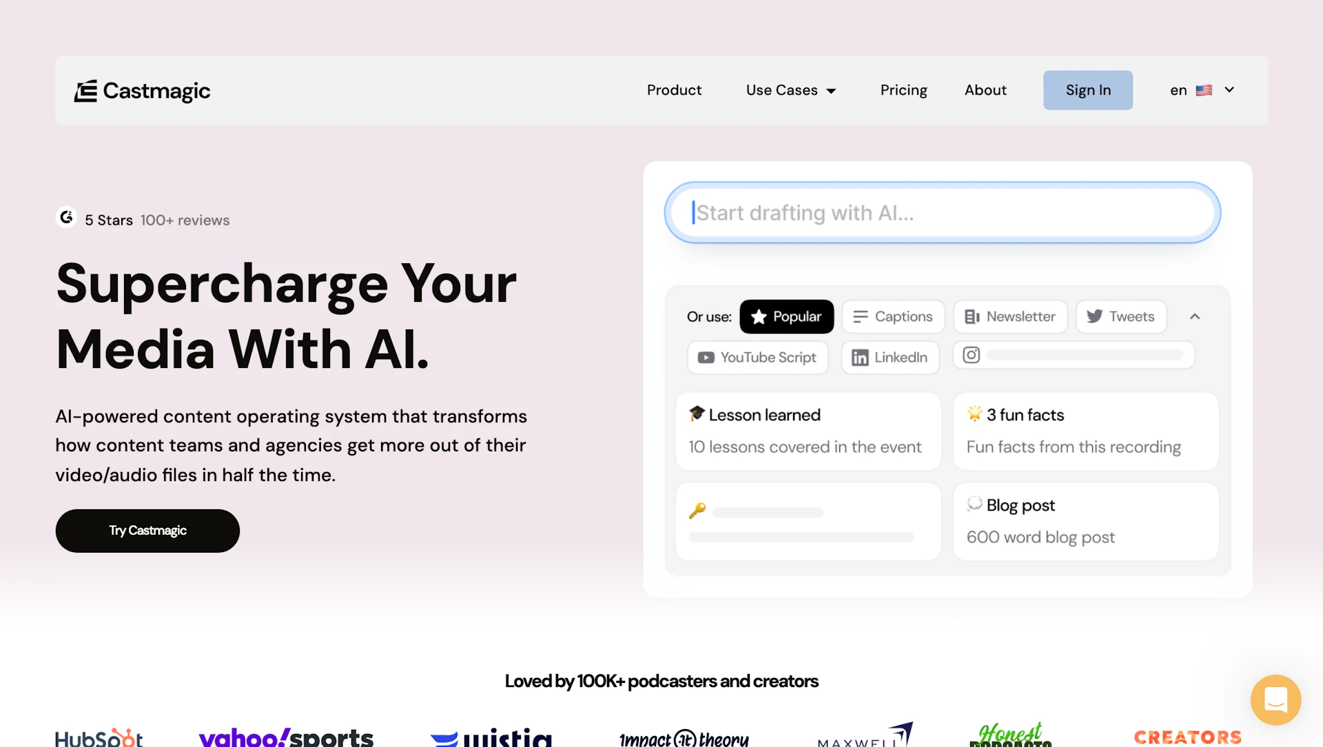Castmagic - AI Tool Features, UI & Interface Overview