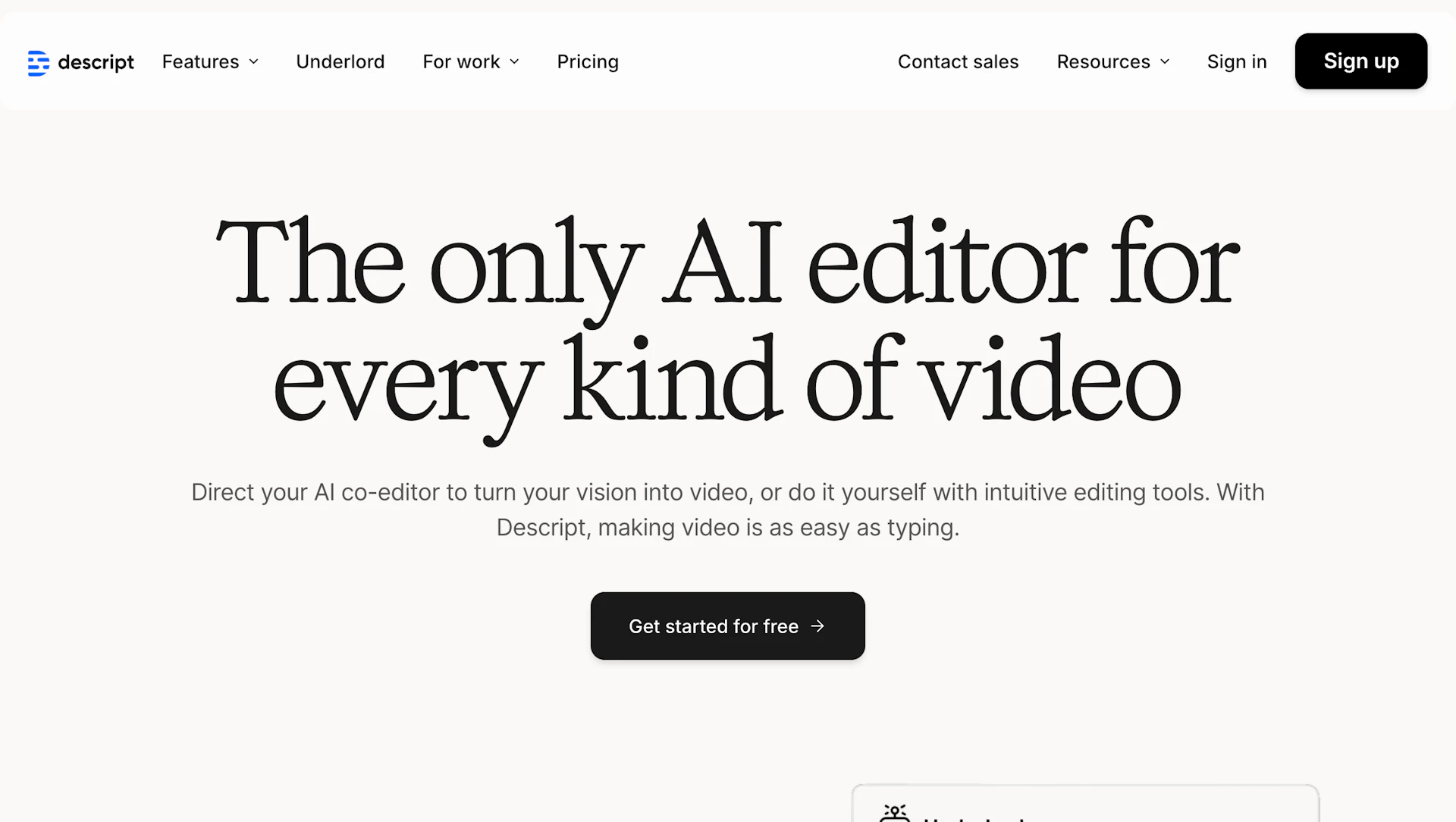 Descript - AI Tool Features, UI & Interface Overview