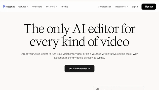 Descript - AI Tool Logo & Interface