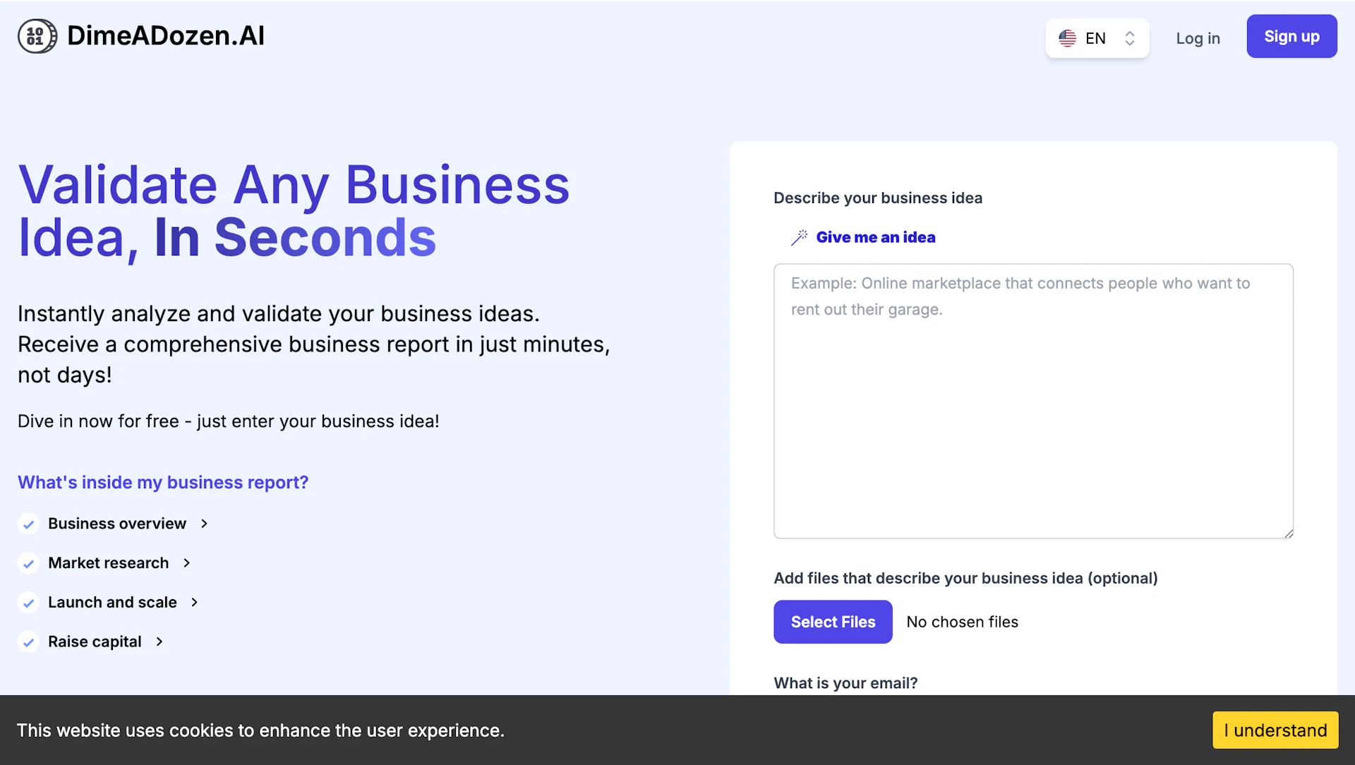 DimeADozen - AI Tool Features, UI & Interface Overview