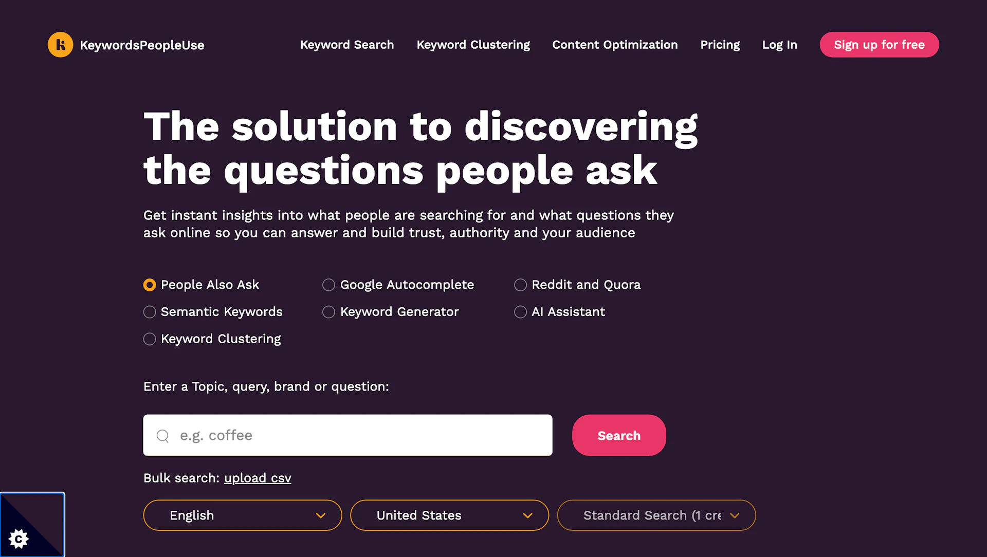 KeywordsPeopleUse - AI Tool Features, UI & Interface Overview