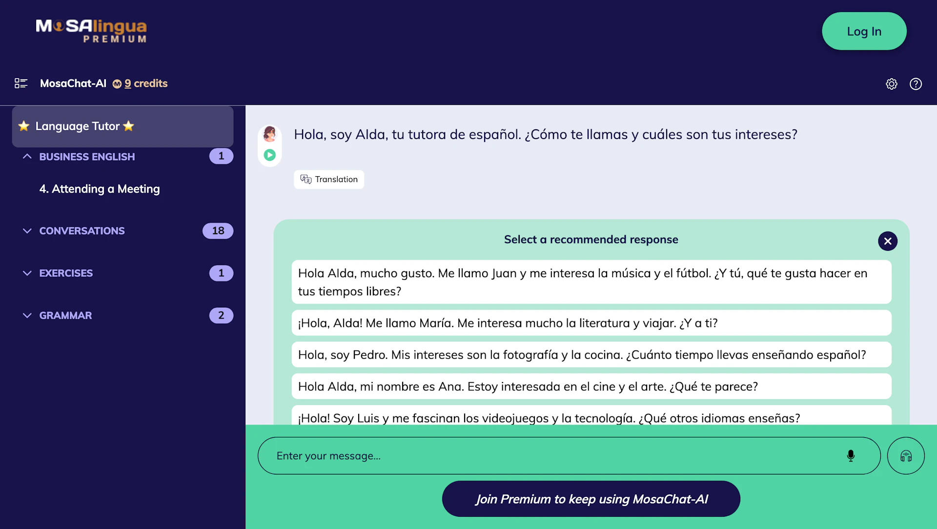 MosaChat - AI Tool Features, UI & Interface Overview