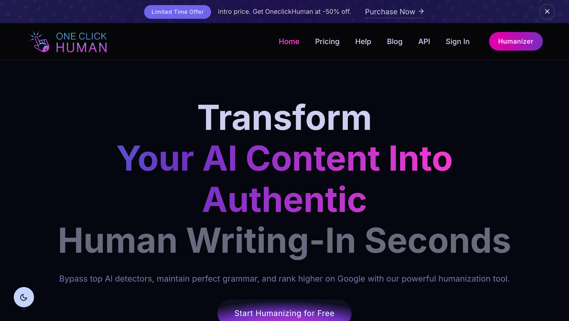 One Click Human - AI Tool Logo & Interface Preview