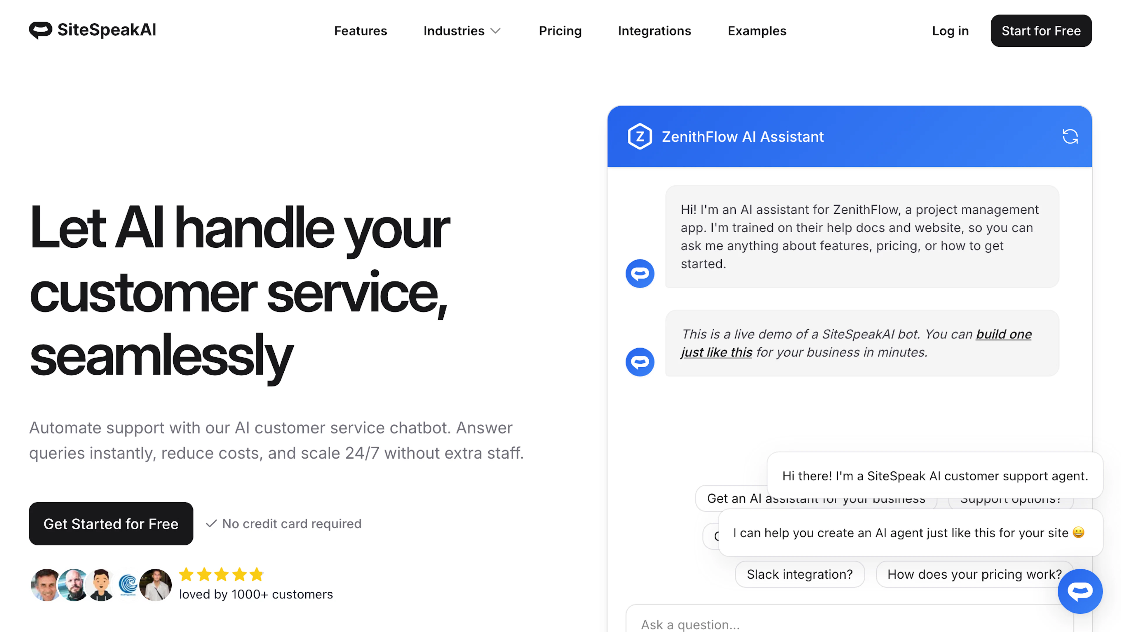 SiteSpeakAI - AI Tool Features, UI & Interface Overview