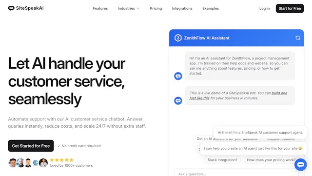 SiteSpeakAI - AI Tool Logo & Interface