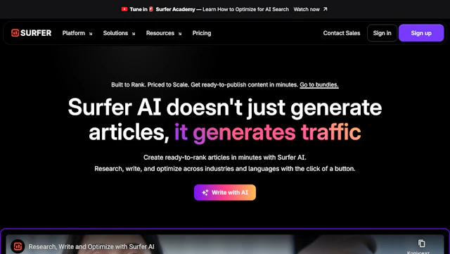 Surfer SEO - AI Tool Logo & Interface