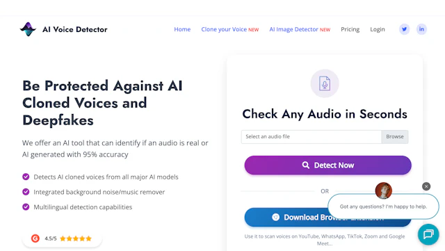 AI Voice Detector - AI Tool Logo & Interface