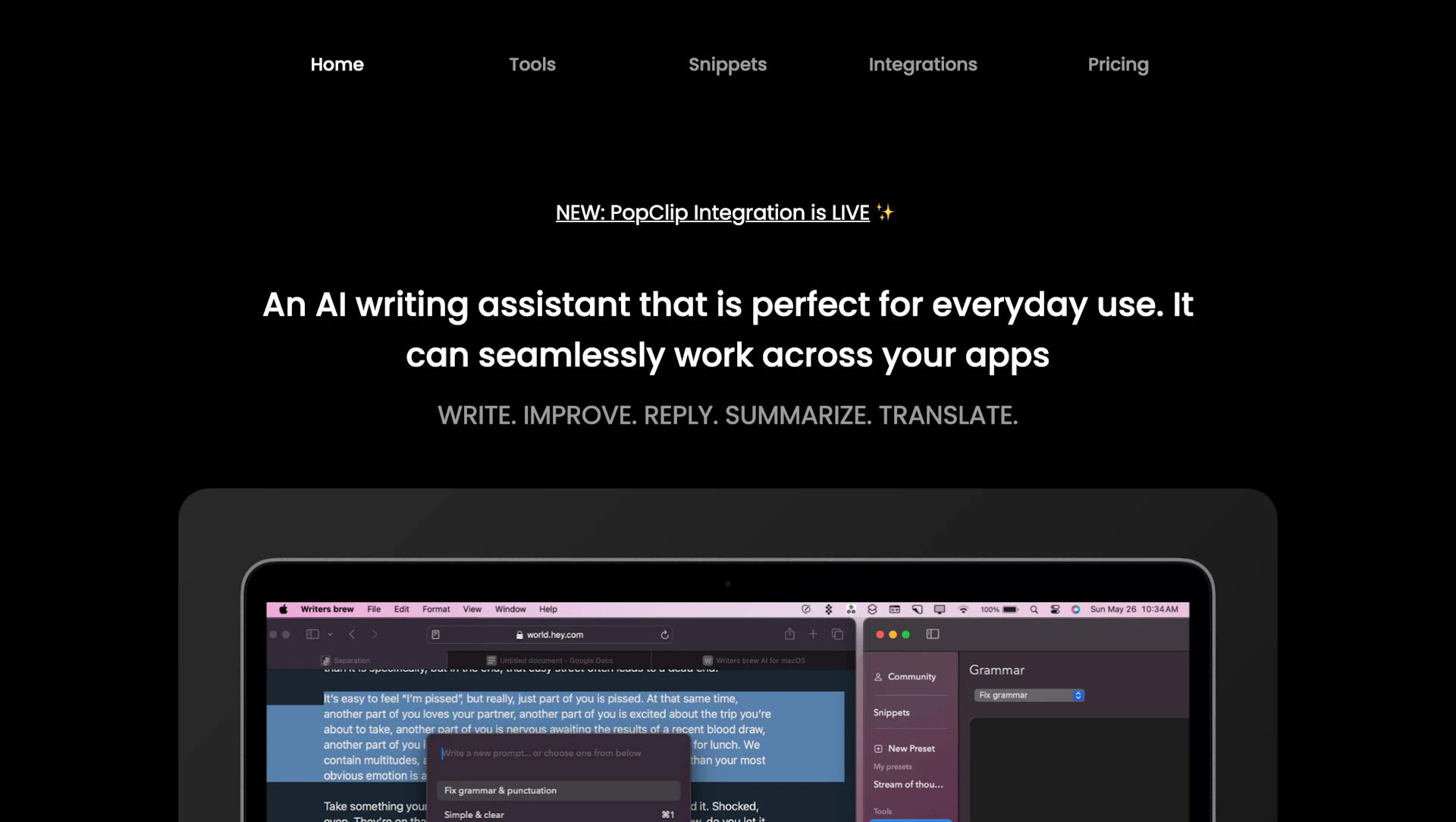 Writers brew - AI Tool Features, UI & Interface Overview