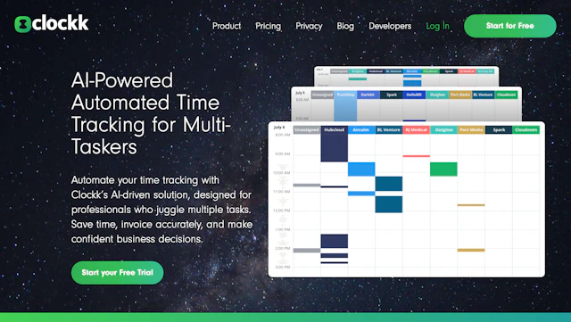 Clockk - AI Tool Logo & Interface