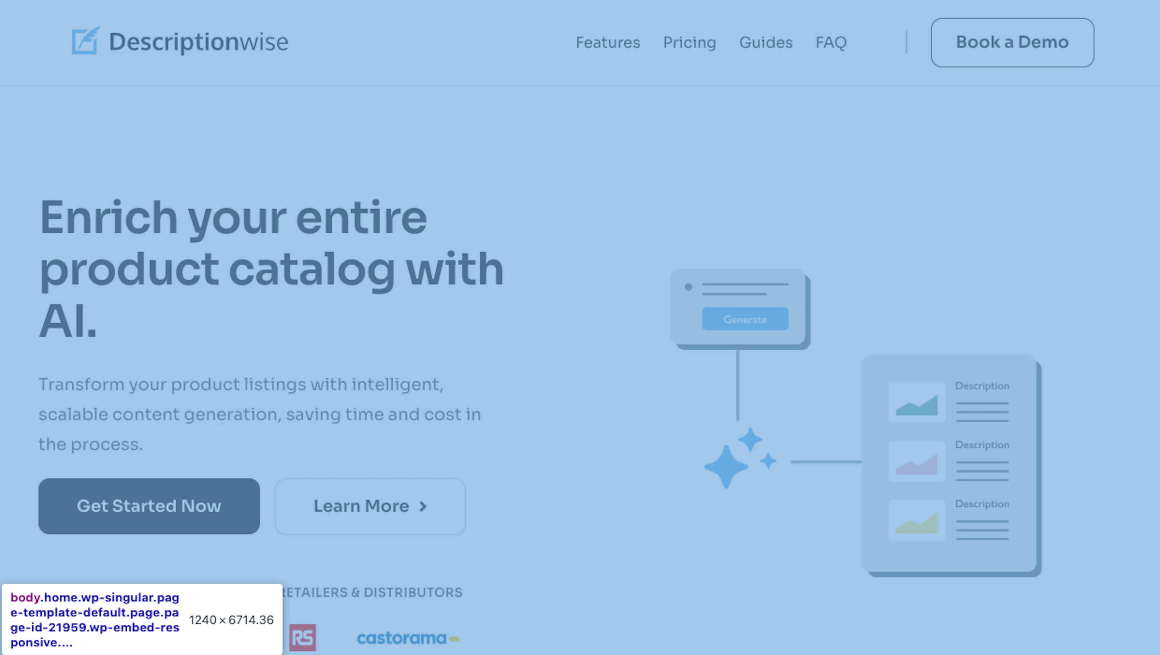 DescriptionWise - AI Tool Features, UI & Interface Overview