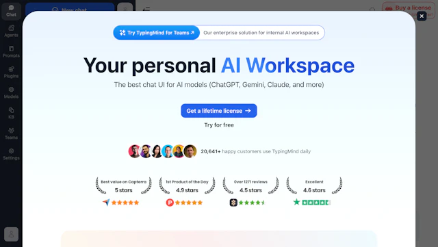 Typing Mind - AI Tool Logo & Interface