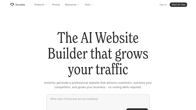 Durable - AI Tool Logo & Interface