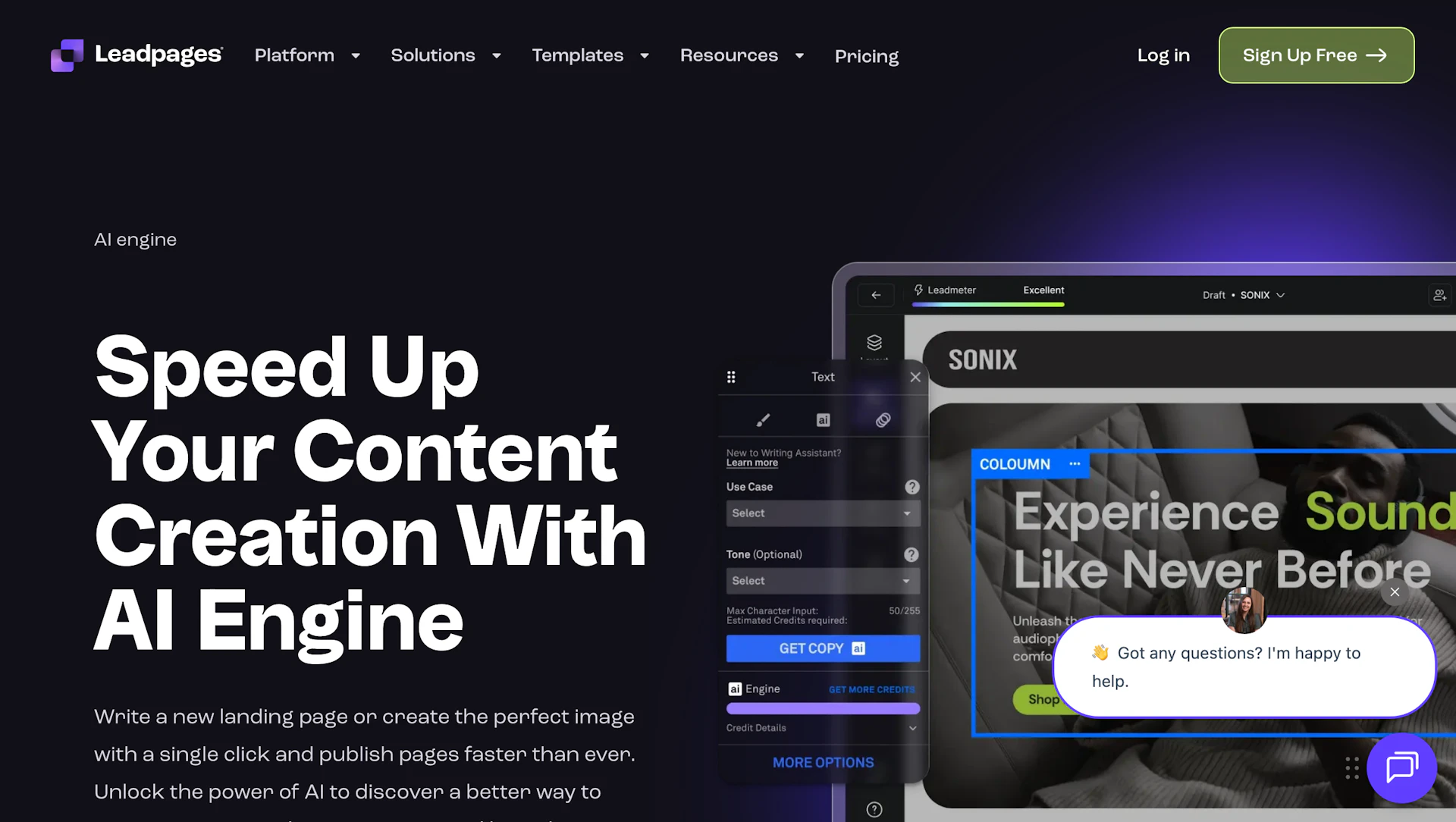 Leadpages AI Engine - AI Tool Logo & Interface Preview