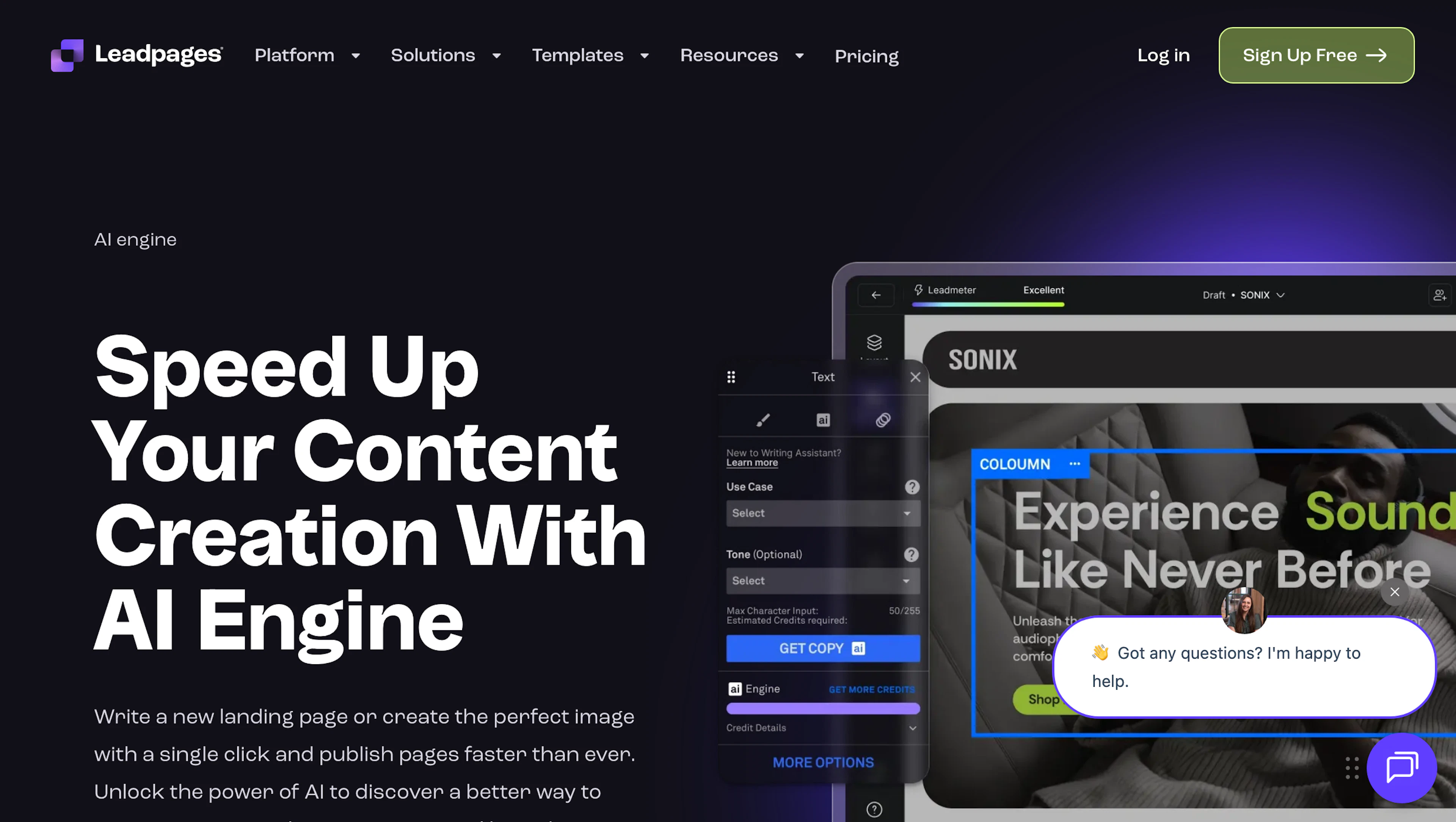 Leadpages AI Engine - AI Tool Features, UI & Interface Overview