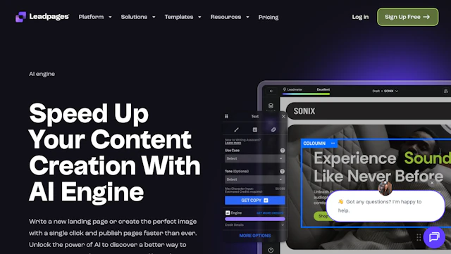 Leadpages AI Engine - AI Tool Logo & Interface