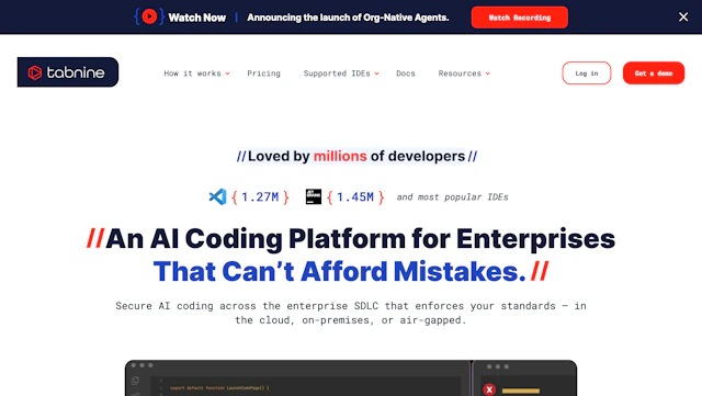 Tabnine - AI Tool Logo & Interface