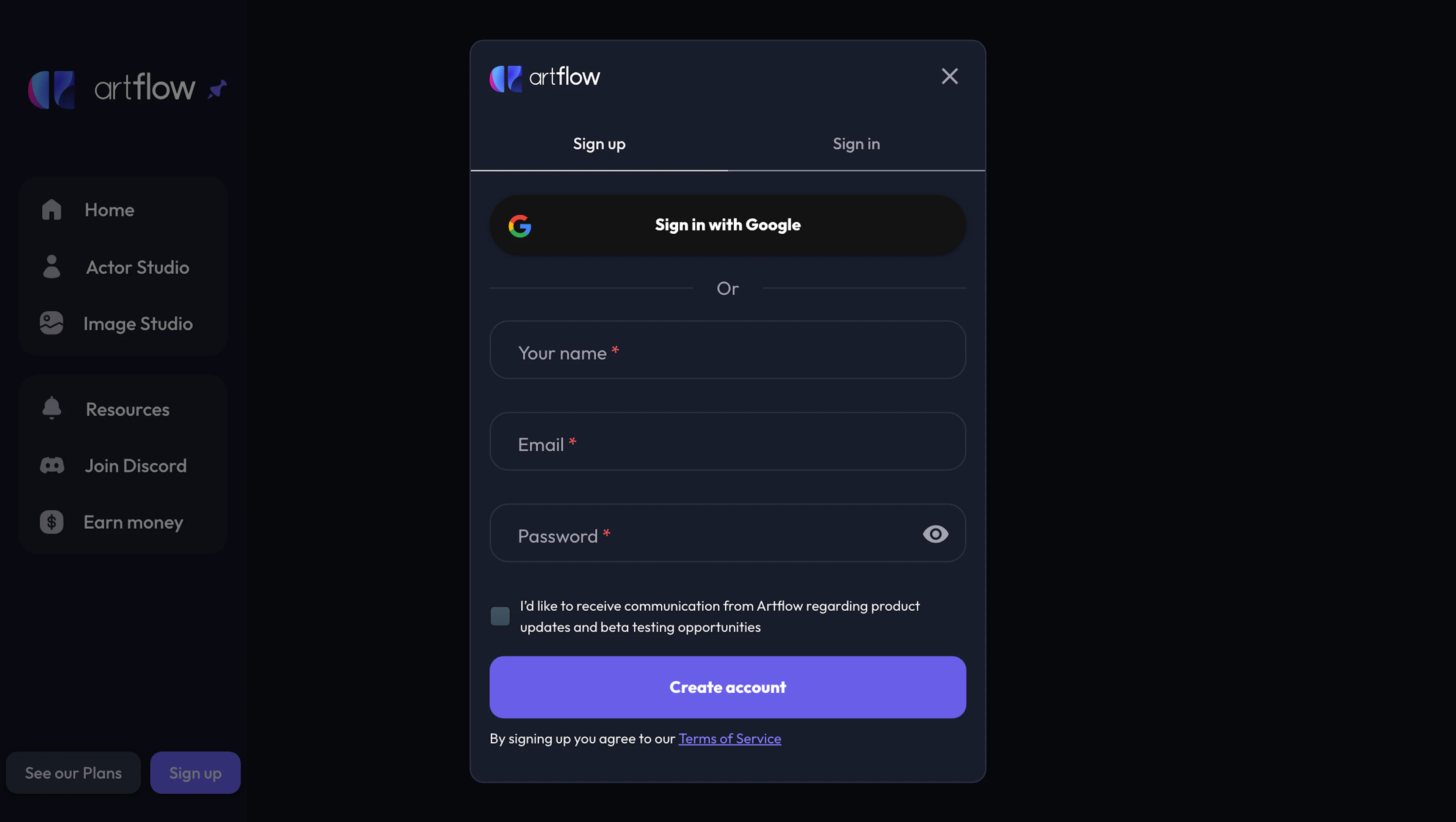 Artflow - AI Tool Features, UI & Interface Overview