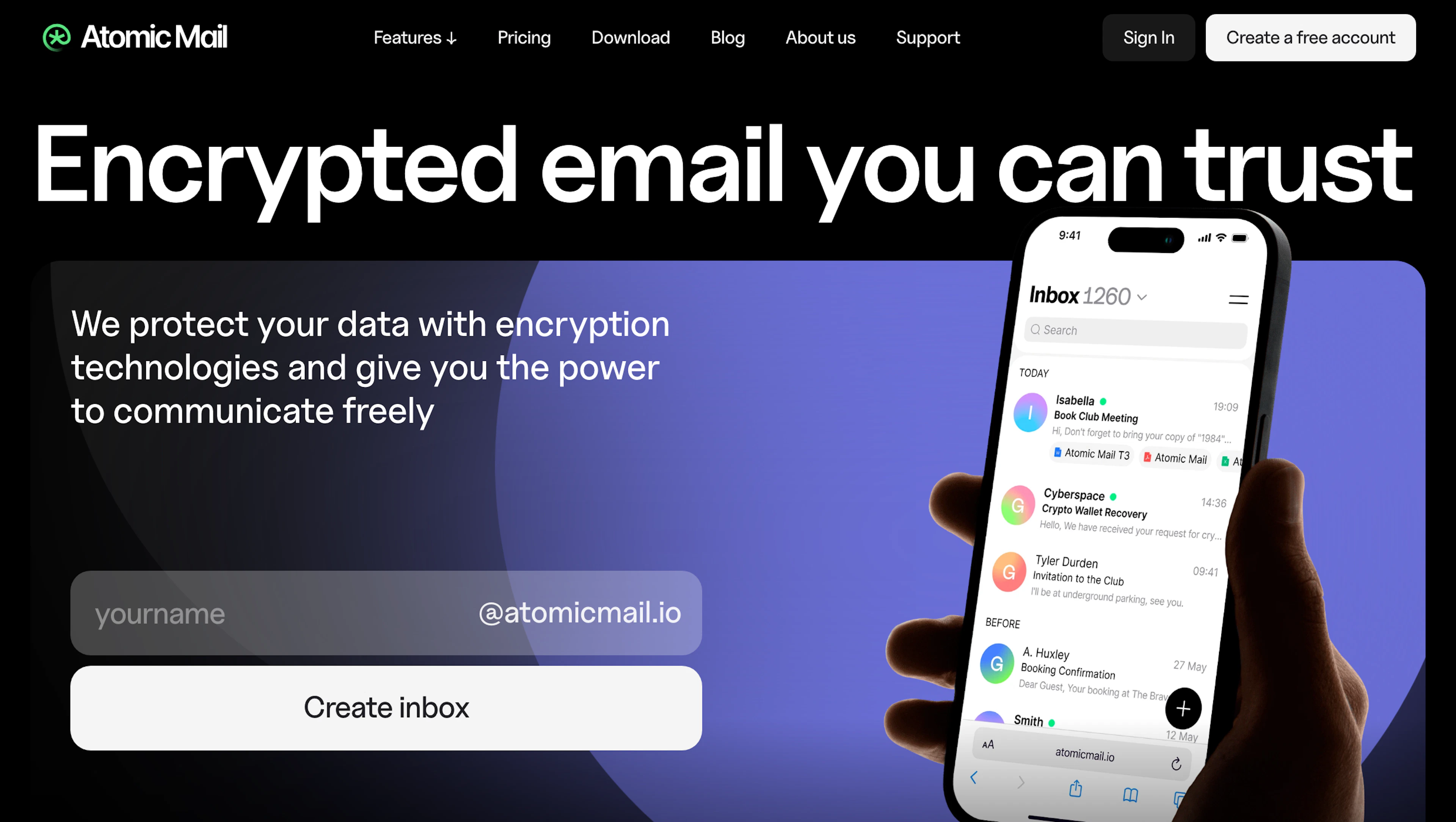 Atomic Mail - AI Tool Features, UI & Interface Overview
