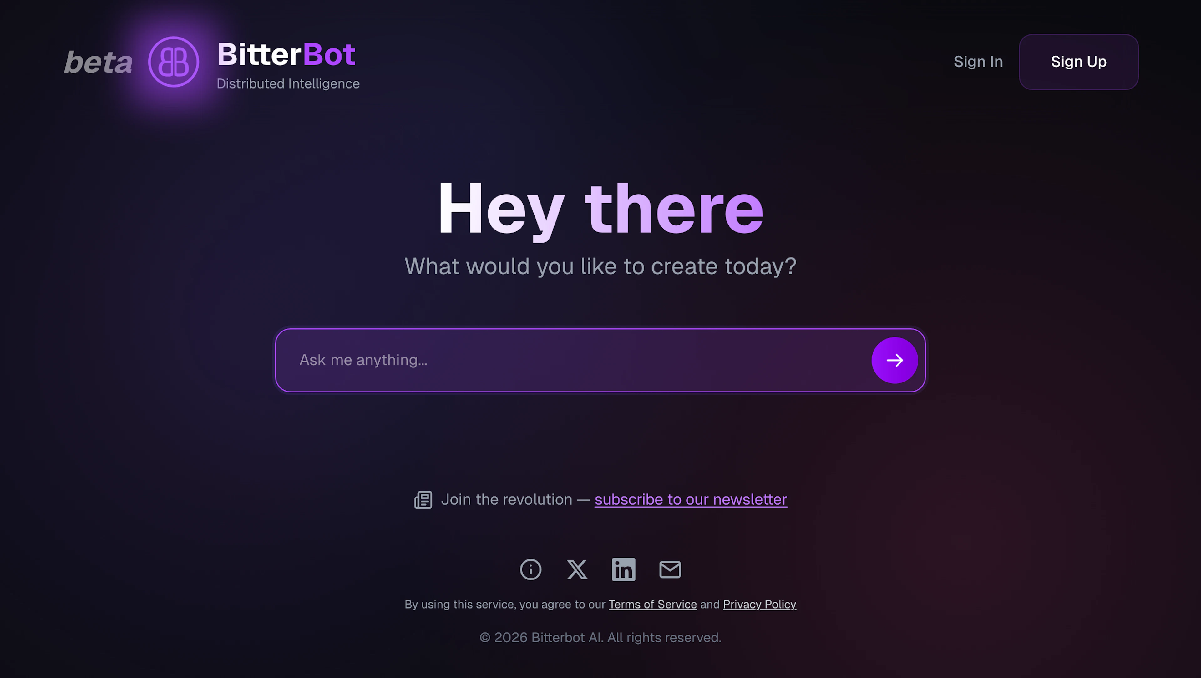 Bitterbot AI - AI Tool Features, UI & Interface Overview