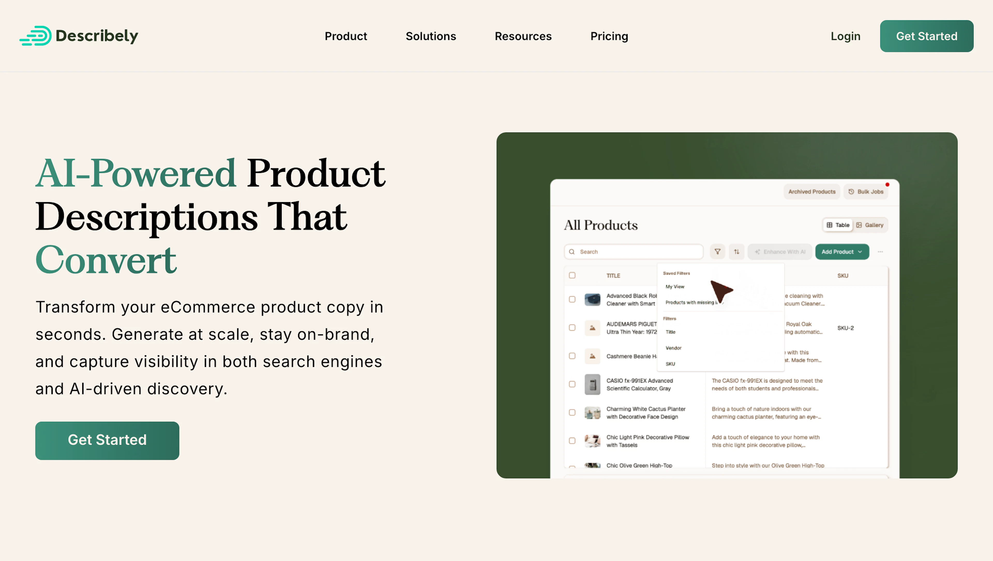 Describely - AI Tool Features, UI & Interface Overview