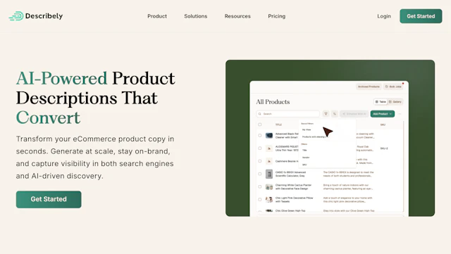Describely - AI Tool Logo & Interface