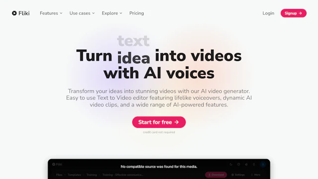 Fliki AI - AI Tool Logo & Interface