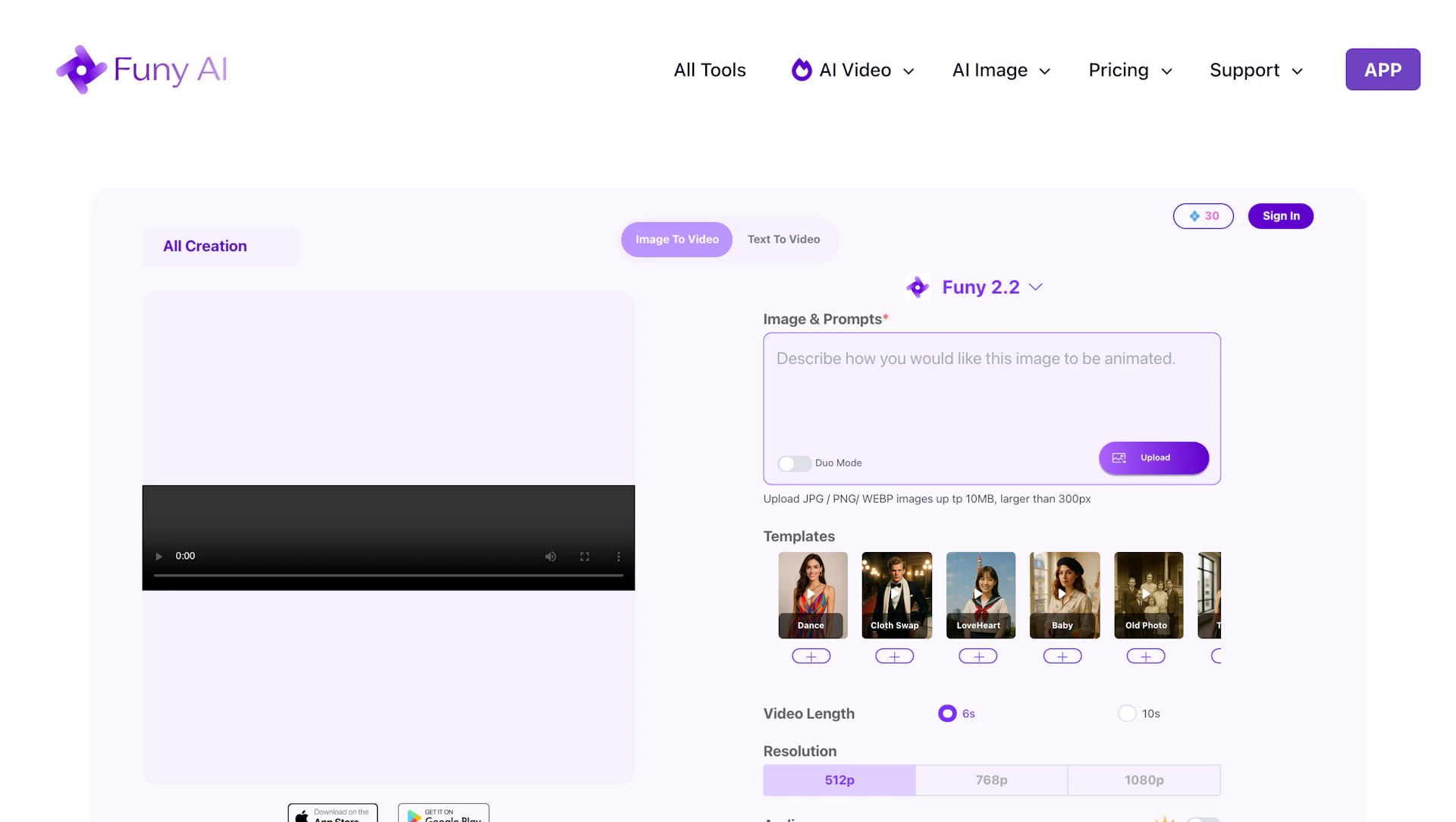 Funy AI - AI Tool Features, UI & Interface Overview